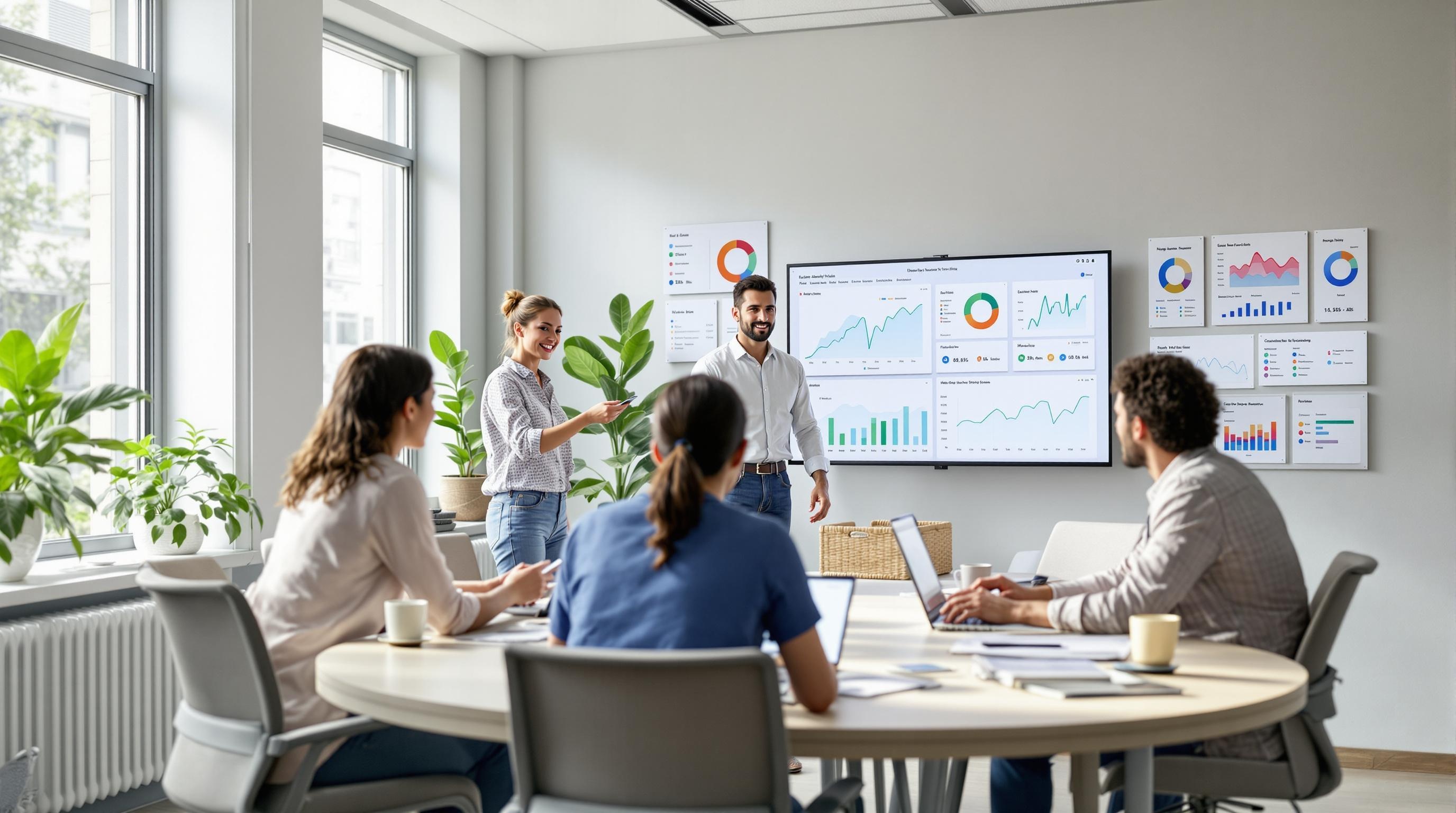Marketingexperten analysieren Nutzerdaten und Conversion-Pfade auf mehreren Bildschirmen mit Heatmaps und A/B-Test-Ergebnissen für erfolgreiche Conversion-Optimierung