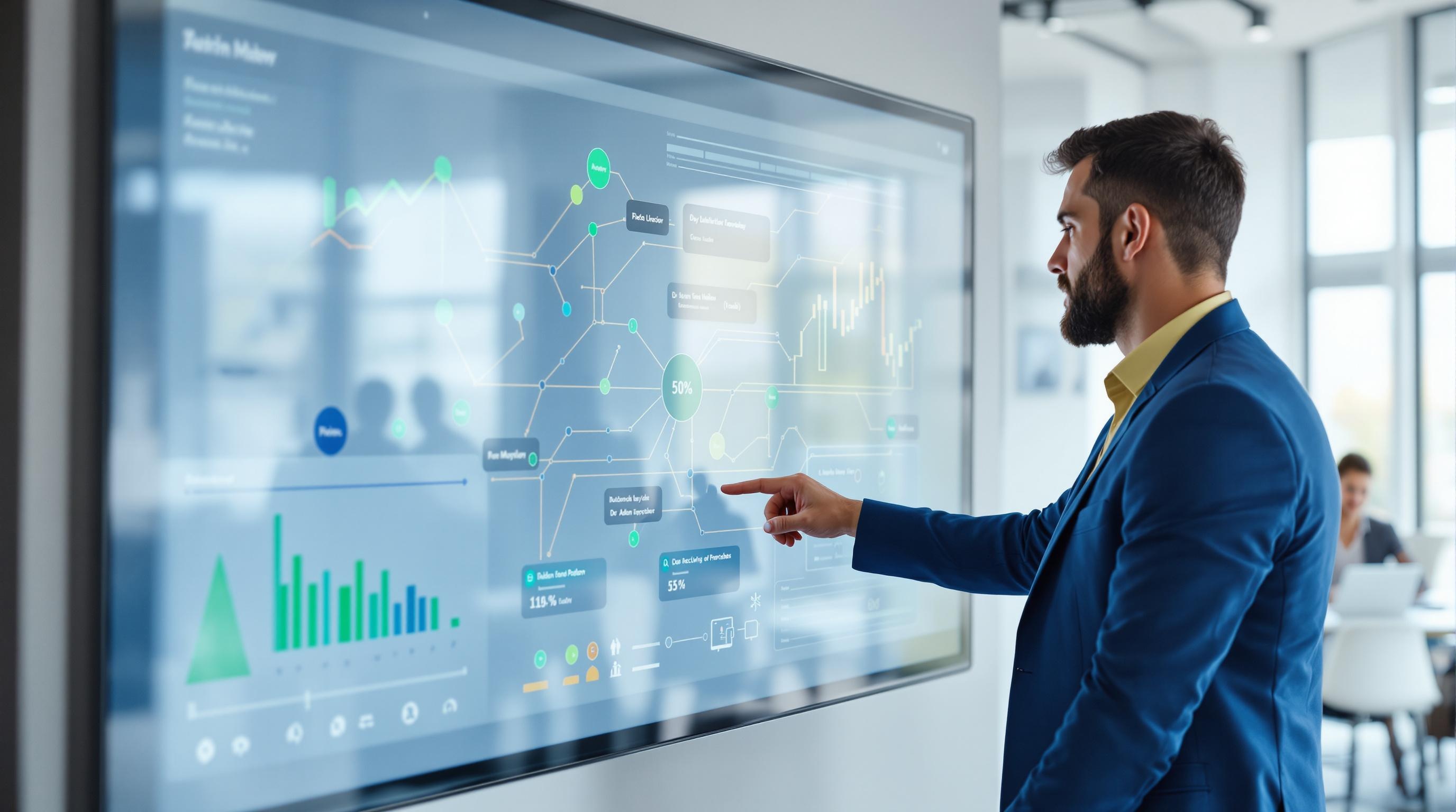Ein Team von IT-Spezialisten arbeitet an Automatisierungslösungen mit Prozessdiagrammen und Workflow-Visualisierungen
